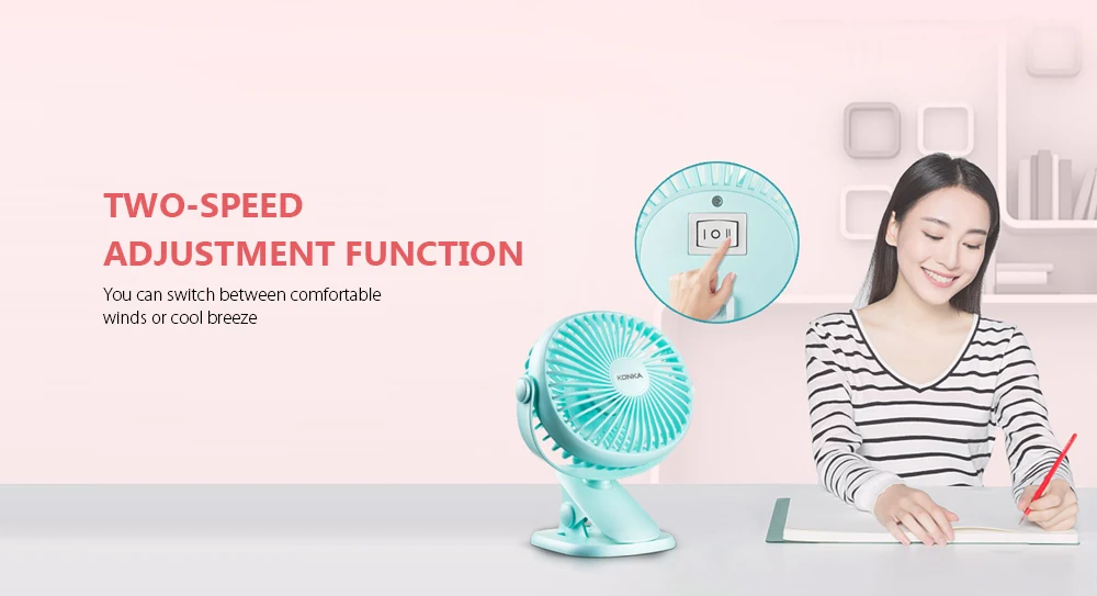 KONKA KF-08U100 тихий USB Клип Стиль настольный вентилятор 360 градусов USB кабель вентиляторы 2 регулировки громкости воздуха