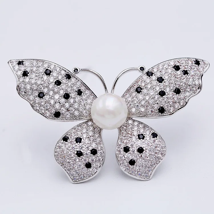 Beautiful Jewelry Accessory Cubic Zircon Silver Butterfly Brooch Pin Women Scarves Buck HR02733