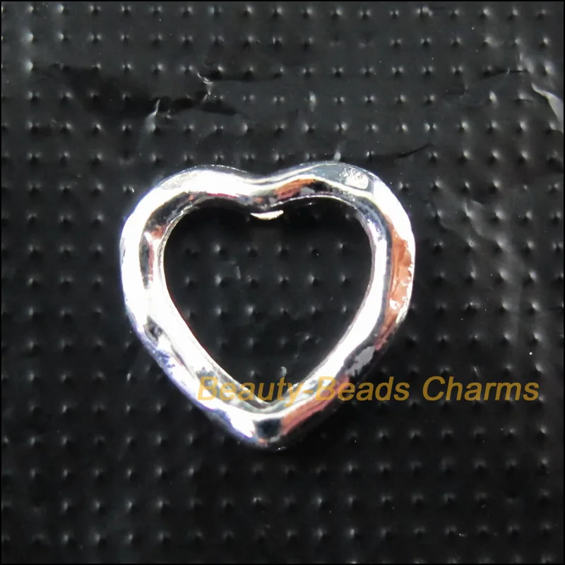 

New 15 New Heart Circle Charms Silver Plated Spacer Frame Pendants 8x11.5mm
