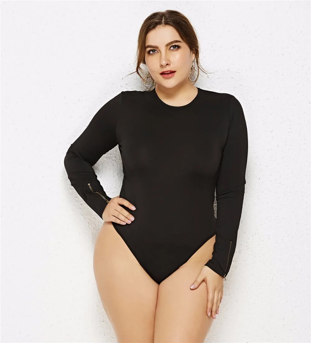 5XL6XL عارضة حللا للنساء طويل كم س الرقبة ضئيلة النساء مثير ارتداءها الأسود الأبيض الأحمر محبوك زائد حجم النساء رومبير