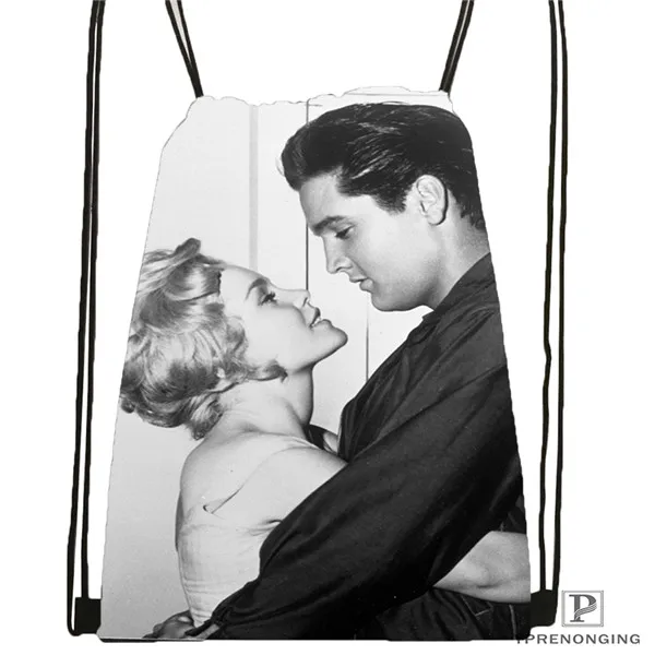 Drawstring Backpack Пользовательский Presley Элвиса походная сумка на шнурке милый рюкзак для детей(черная спинка) 31x40 см#180531-03-07 - Цвет: Drawstring Backpack