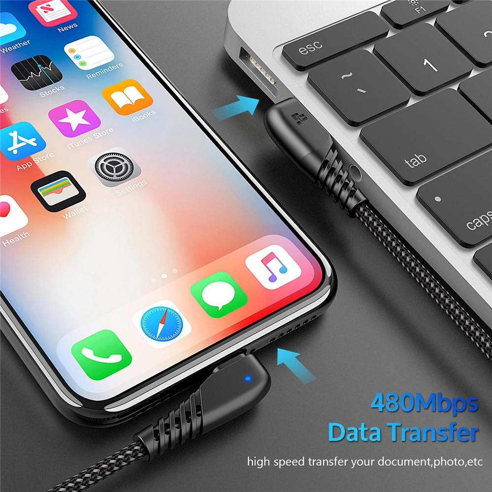 USB кабель TIEGEM для iPhone X, 8, 7, 6, 5, 6s Plus, кабель для быстрой зарядки, 8-контактный кабель для зарядки мобильных телефонов, usb-кабель для передачи данных