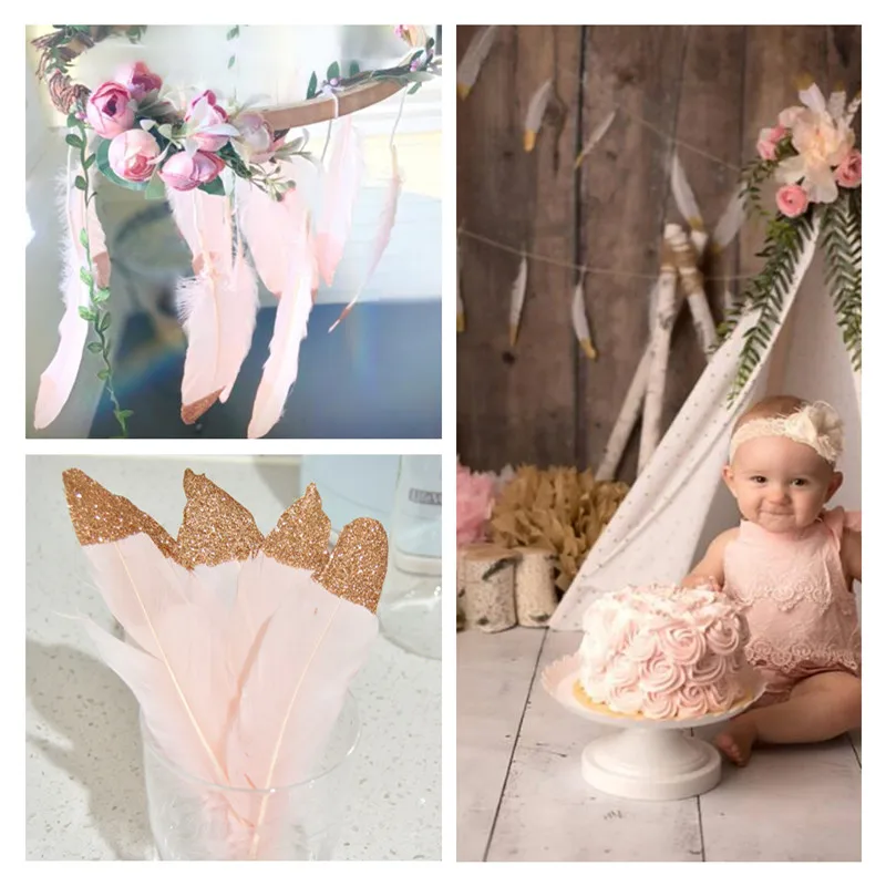 Gold Dipped Feather Garland Banner for Bohemian Wedding Party Bridal Baby Shower Teepee Decorations Boho Decor Home Wall Gold Dipped Feather Garland Banner for Bohemian Wedding Party Bridal Baby Shower Teepee Decorations Boho Decor Home Wall