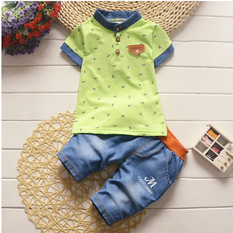 

2 3 4 5 Year Boys Summer Clothes Cotton Casual Children Clothing Set O-neck Printed T-shirt Shorts Kids Suits for Boys