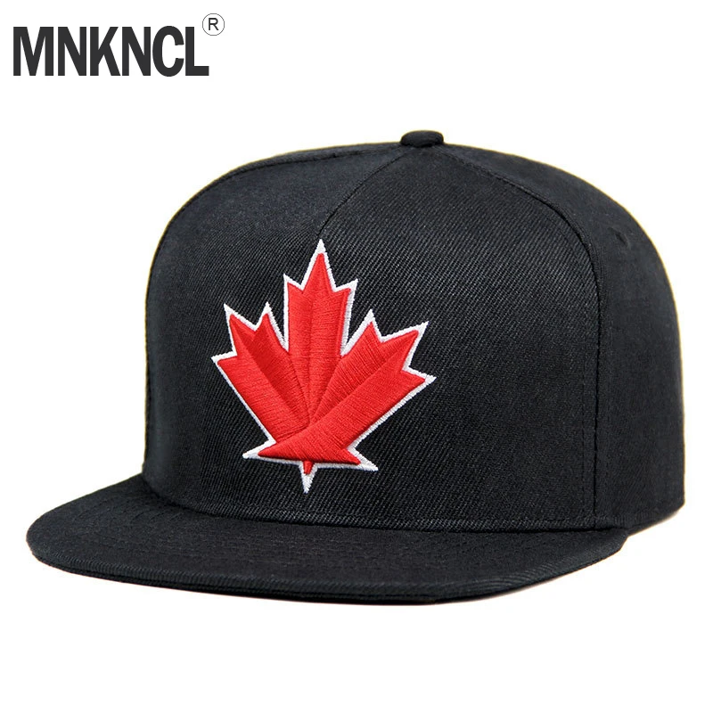 

High Quality Snapback Cap Maple Leaf Embroidery Brand Flat Brim Baseball Cap Fashion Hip Hop Cap and Hat For Men and Woman Caps