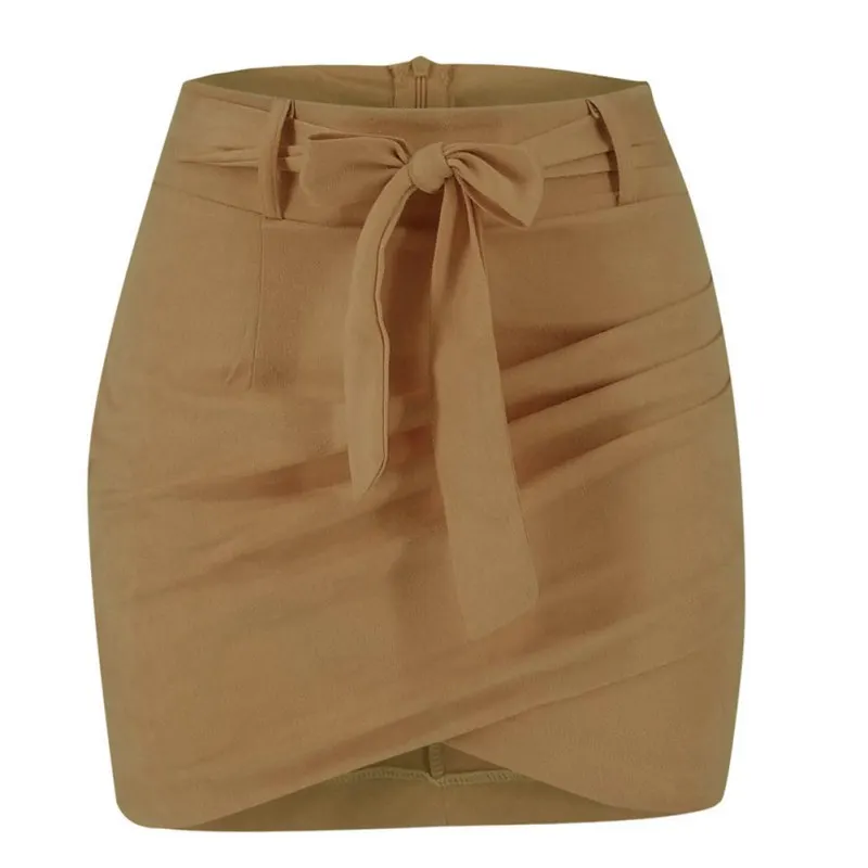 Сексуальная юбка женская с высокой талией однотонная Ретро тонкая гофрированная Короткая секция простая юбка с перекрещивающимися бретелями faldas mujer moda
