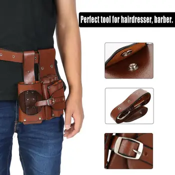 

Professional Brown Salon Hairdressing Scissor Comb Clip Case Waist Bag Brown Hair Scissor Bag Hairdressing Tool Holder Case