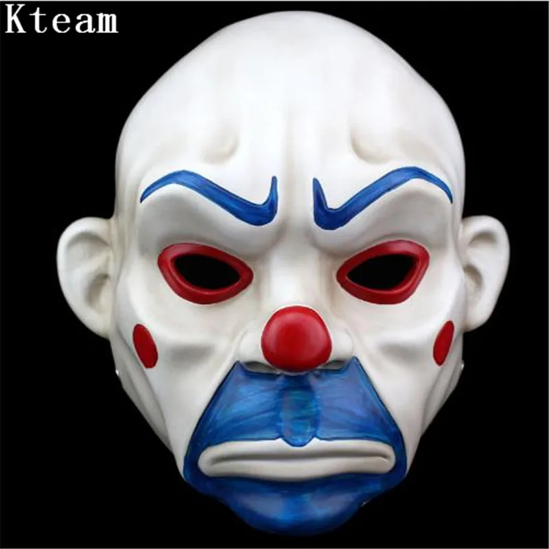  2019 Adult Top-Grade Resin Joker Bank Robber Mask Clown Batman Dark Knight Halloween Prop Masquerad