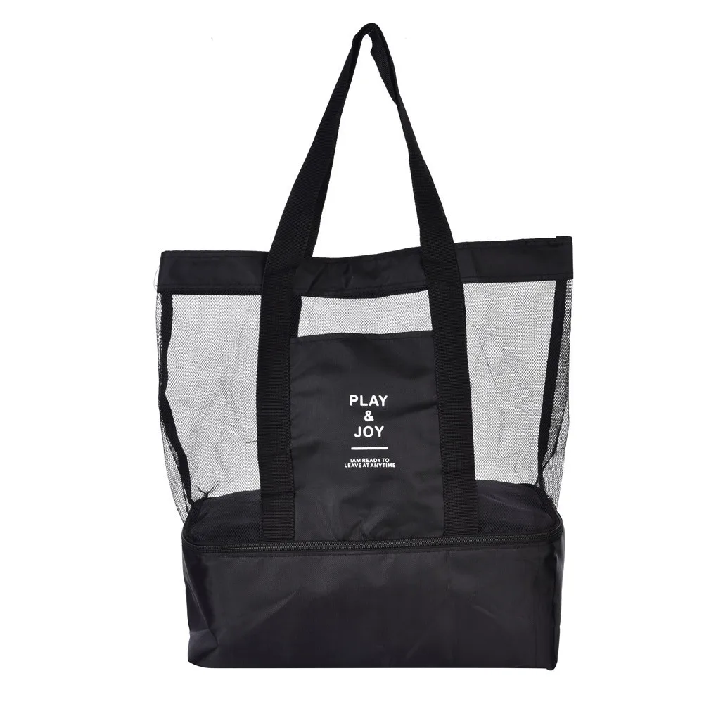 Теплоизоляционные ручные сумки для обедов для женщин, сумка-холодильник для кемпинга, еды, пикника, изолированная сумка для хранения, пляжная сумка-тоут, портативные сумки - Цвет: Black
