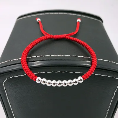 

2019 new hand-woven red rope bracelet sterling silver bead bracelet hand fashion fashion style bracelet popular bracelet