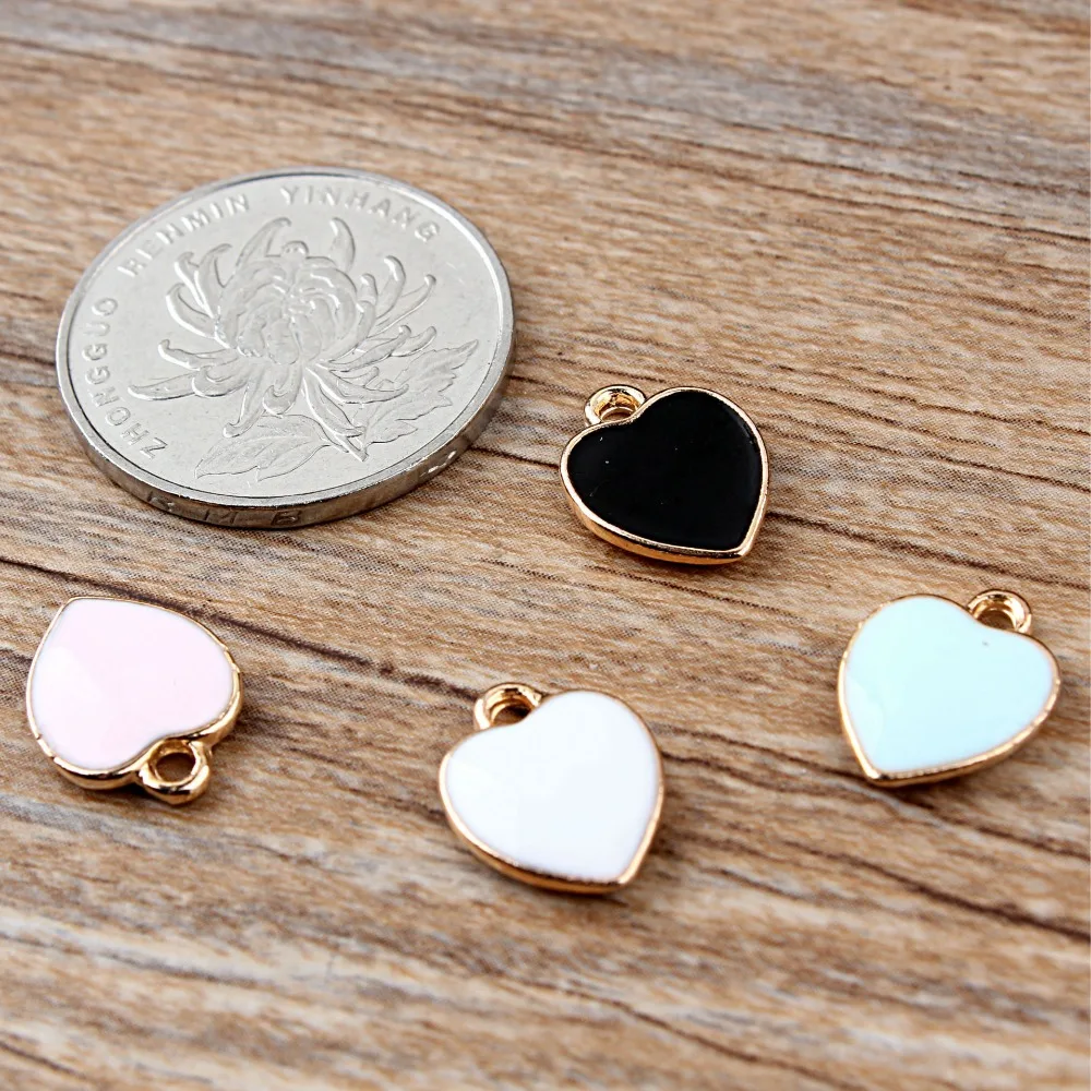 10pcs 11*14MM Fashion diy enamel heart charms for bracelet, handmade