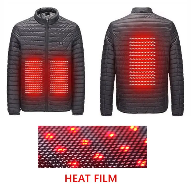 

2018 Men Winter Outdoor USB Infrared Heating Jacket Hooded Hiking Jacket Electric Thermal Down Coat For Sports Climbing Hiking