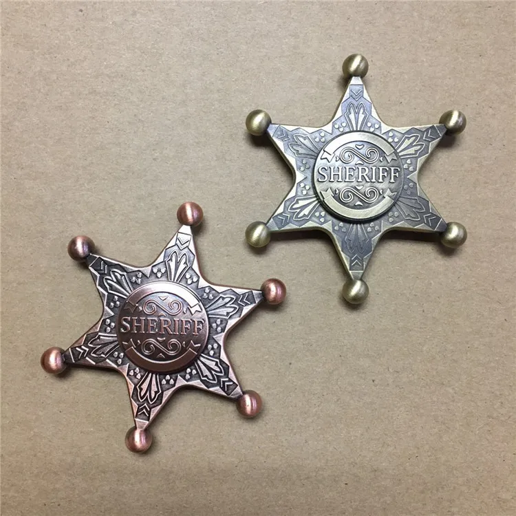 

Trendy Fashion Sheriff star Police Badge Hand Fidget Spinner rotate Toy Anxiety Relieve Reduce Pressure Stress Adults Kids