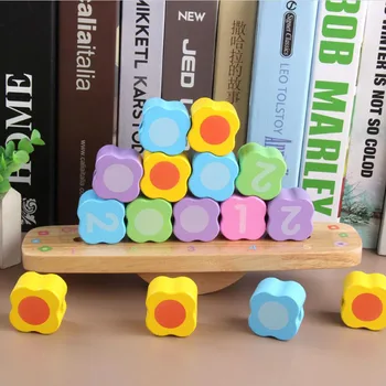 

Educational Wooden Beading Balance Game Blocks Heap Pile Color Number Learning Multi-function Toys For Children Kids Gift