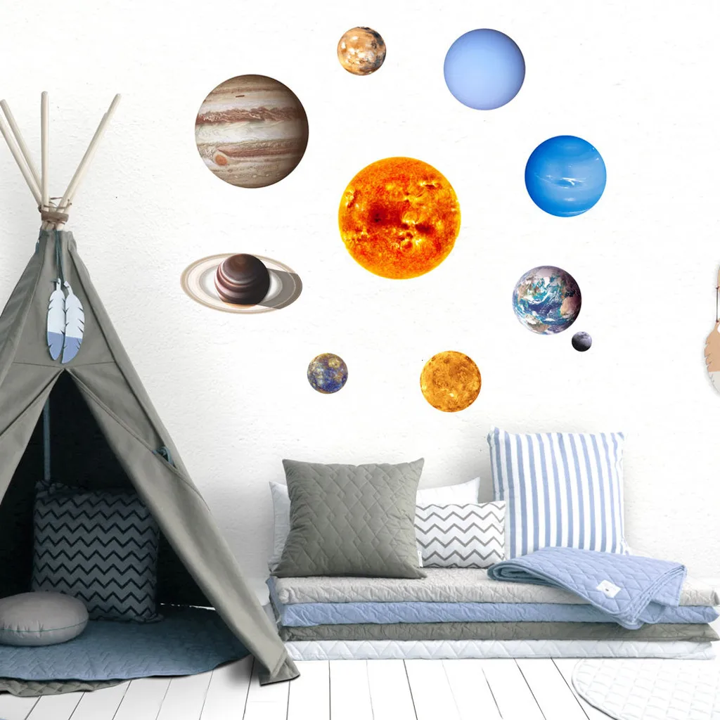 Glow In The Dark Round Planets Star PVC Stickers Kids Ceiling Wall Bedroom Dropshipping Apr03 Glow In The Dark Round Planets Star PVC Stickers Kids Ceiling Wall Bedroom Dropshipping Apr03