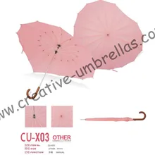 По морю, 16k сердце зонтики определенной формы, прямые металлические зонты. Никелированный вал и Стекловолоконные ребра, руководство, OEM