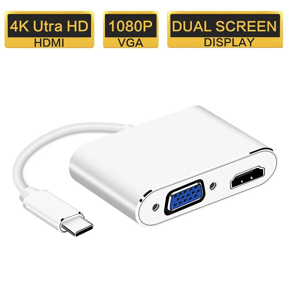 USB C к HDMI 4 K адаптер USB 3,1 type C USB-C VGA преобразователи видеосигнала адаптер