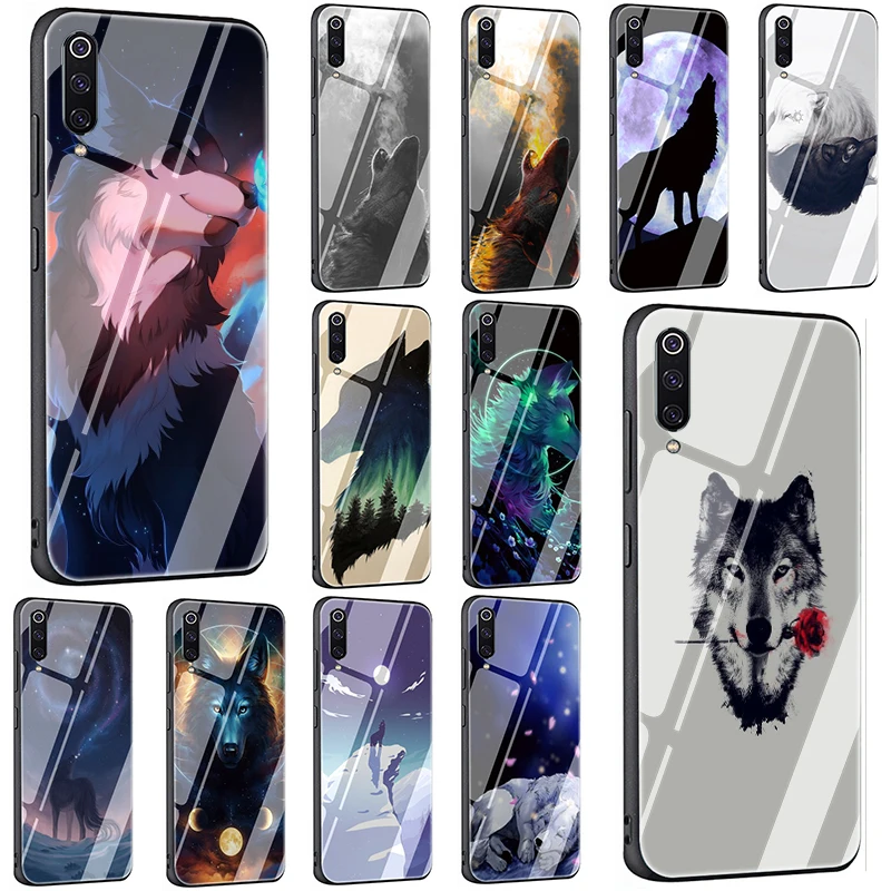 Wolf Tempered Glass Phone case for Xiaomi 5X 6X 8 Lite 9 A1 A2 F1 Redmi 4X 6A Note 5 6 7 Pro | Мобильные телефоны и