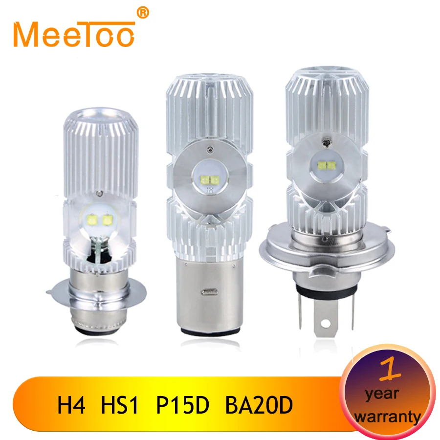 MeeToo H4 Led Motorcycle Headlight Bulbs LED HS1 BA20D P15D Hi/Lo Beam
