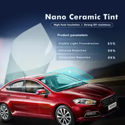 1.52x30 м/60 "x100ft vlt65 % Nano Керамика Солнечный Плёнки автомобиля Оттенок лобовое стекло окна Плёнки винил