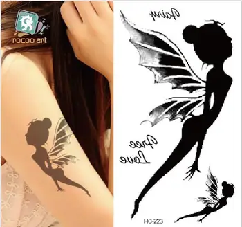 

100sheet/lot Pure Black Fairy Tinkle bell Stars Waterproof Temporary Art Body Tattoos Sticker Party Supplies Decorative Favors