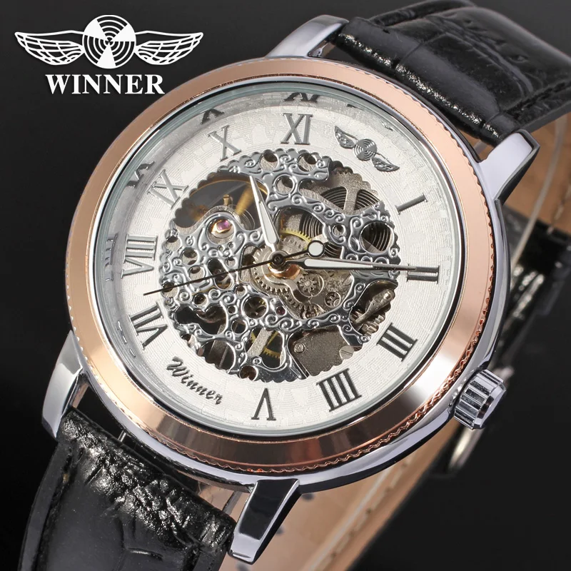 winner men's skeleton watch