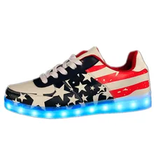 2016 High Quality PU Led Shoes Men DeepBlue Casual Shoes For Unisex Sport Luminous Led Light Up Shoes