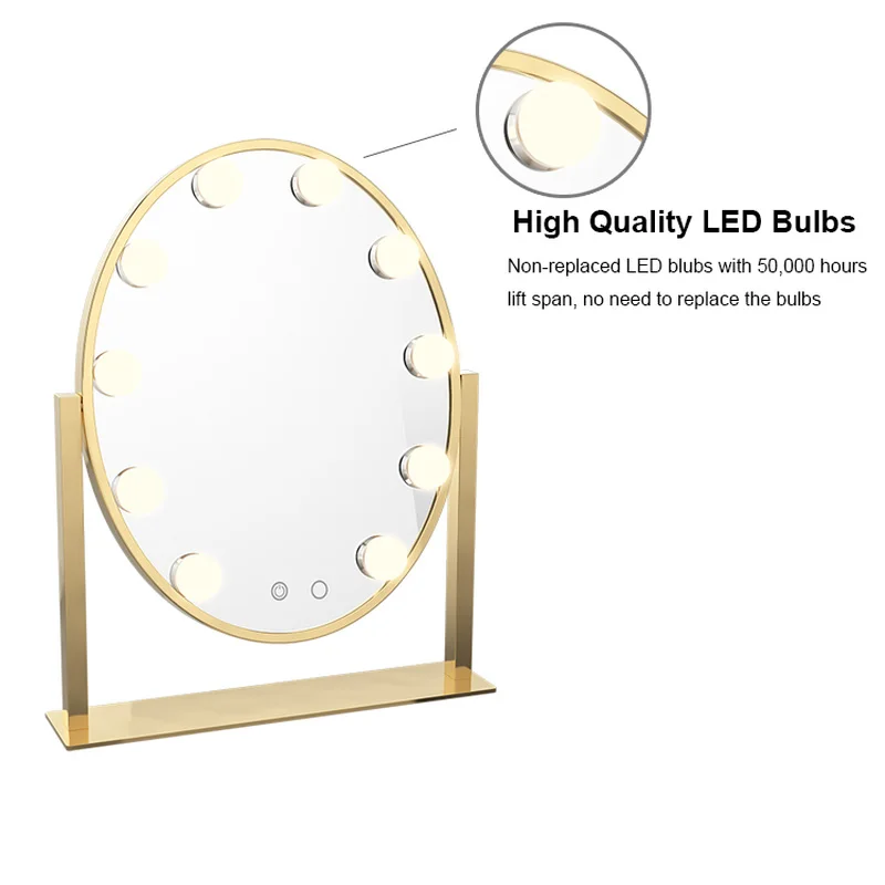  Oval Mirror Super Star Style Makeup Mirror Vanity LED Light Bulbs Kit for Dressing Table with Dimme