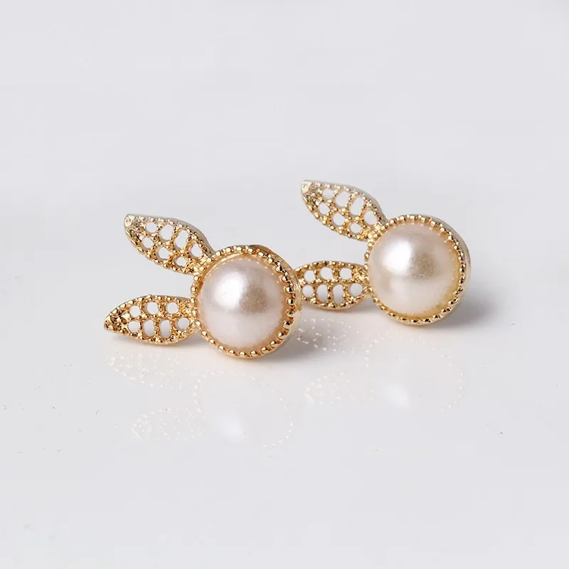 gold color earing women small earings for girls aros boucle d'oreille double rabbit stud animal earrings for women E2332 11