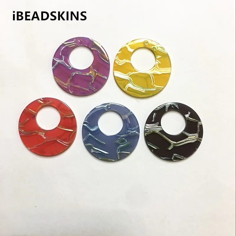 

New arrival! 33mm 100pcs/lot acrylic stripe round-shape charms for earrings accessories earring/Jewelry DIY making