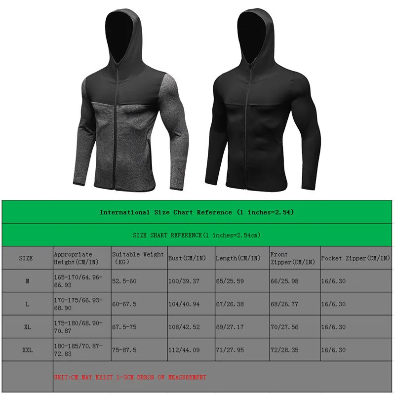 Autumn Sport Jacket Hoodies Zipper Long Sleeve Sweatshirts Men Athletic Gym Fitness Running Hooded Breathable Sporstwear