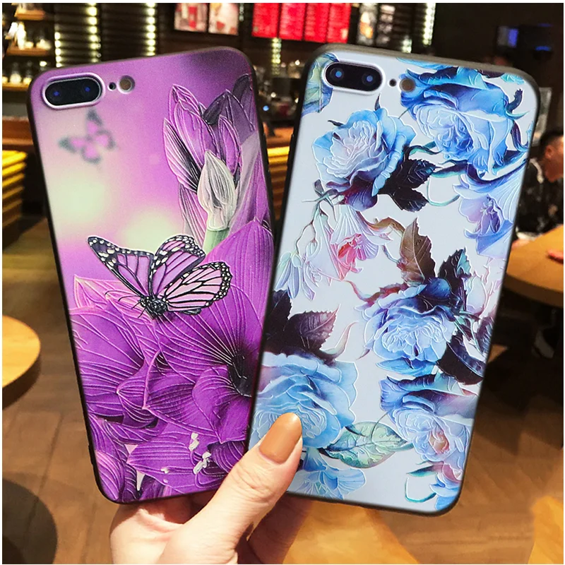

3D Embossed Flower For Xiaomi Mi 8 Lite A2 6X A1 5X For Redmi Note 6 Pro 3 4X 5A 4A 5 Plus For iPhone 7 6s Plus X XR XS Max Case