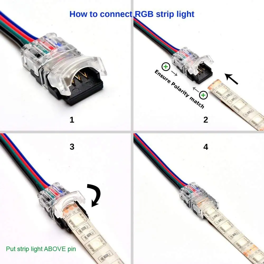 10 шт. 4 Pin светодиодный разъем для 10 мм 5050 5630 RGB Водонепроницаемый светодиодный лента светильник тест-полоски для проводное соединение проводов