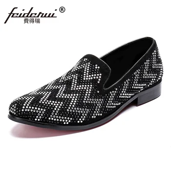 

Plus Size Hot Rhinestone Round Toe Slip on Man Wedding Loafers cow Suede Leather Comfortable Moccasin Men's Casual Shoes SL255