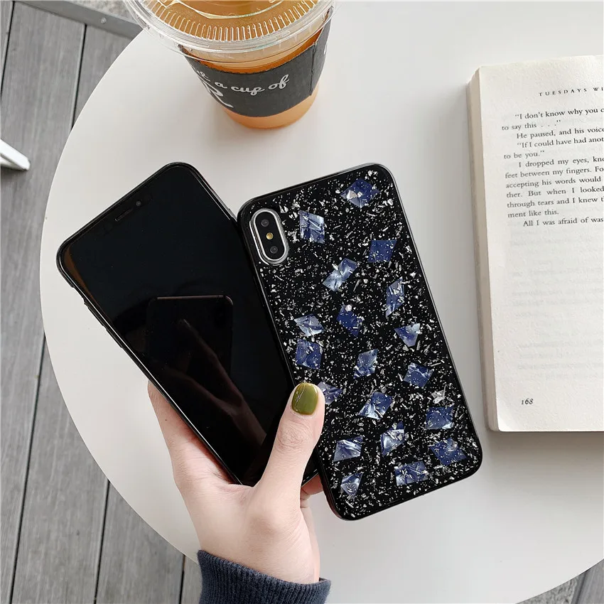Black Plastic Drop Silver Foil Phone Case for iphone 6 6s 7 8 Plus All-inclusive Anti-fall Soft Cover XS Max XS XR X Black Plastic Drop Silver Foil Phone Case for iphone 6 6s 7 8 Plus All-inclusive Anti-fall Soft Cover XS Max XS XR X