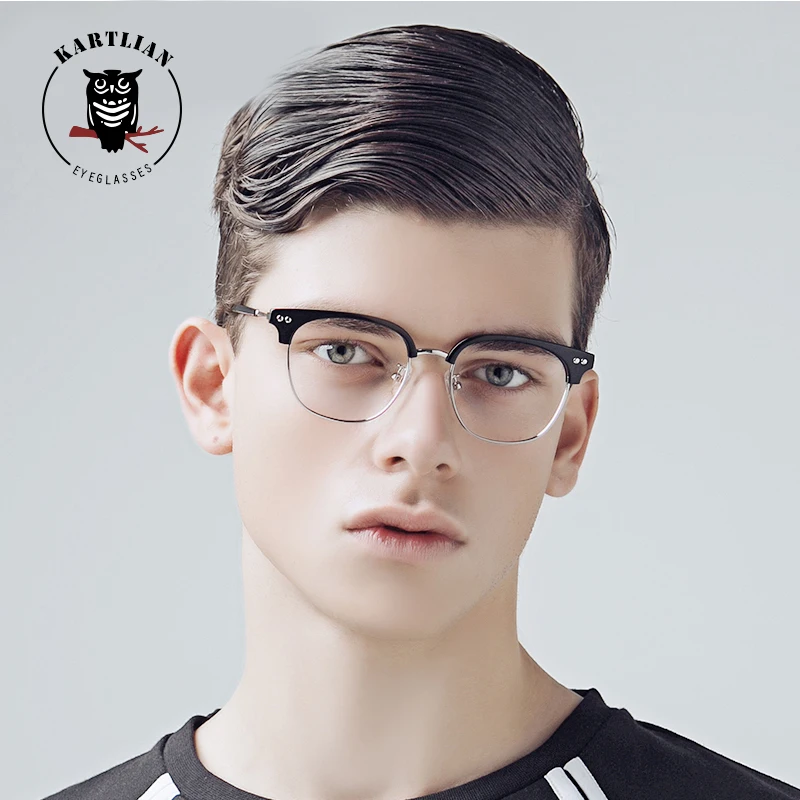 Kartlian Square Glasses alloy acetate Optical Frame Eyeglasses Lens