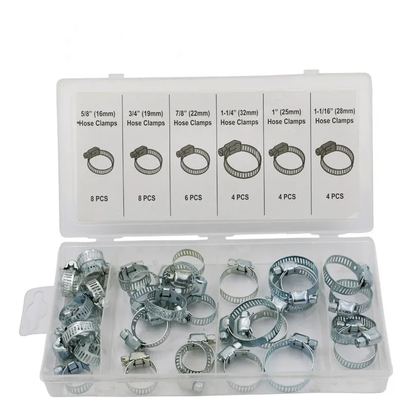 34pcs Single Ear Hose Clamps Assortment Kit Mini Jubilee Fuel Hose