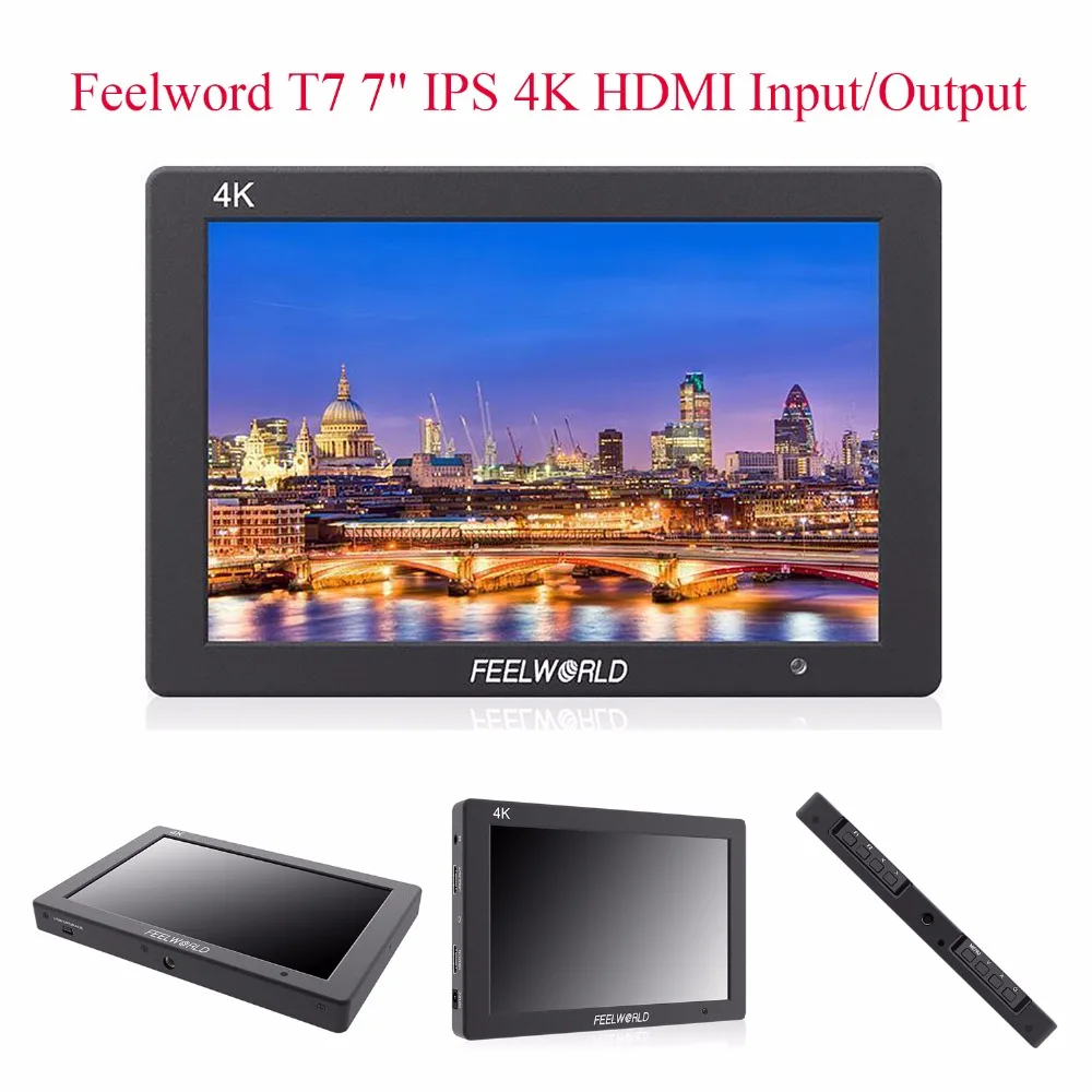 

Feelworld T7 4K HDMI Input/Output On-Camera Monitor Full HD 7"IPS Screen Display,Aluminum Metal Frame Video Monitor for Camera