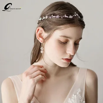 

QUEENCO Fashion Simple Tiara Bridal Headbands Pearl Wedding Hair Accessories Girl's Hairbands Crown Headpiece Hair Jewelry