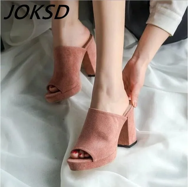 2017 sandalas women Nubuck Leather sandals thick heel slippers woman platform wedges summer shoes pumps woman flip flops M723