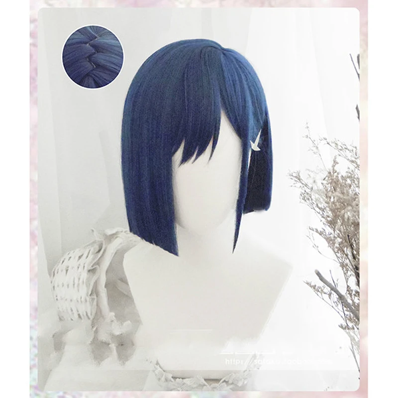 

DARLING in the FRANXX 015 Cosplay Wigs Ichigo Wigs 24cm Short Blue Synthetic Hair Perucas Cosplay Wig+ wig cap