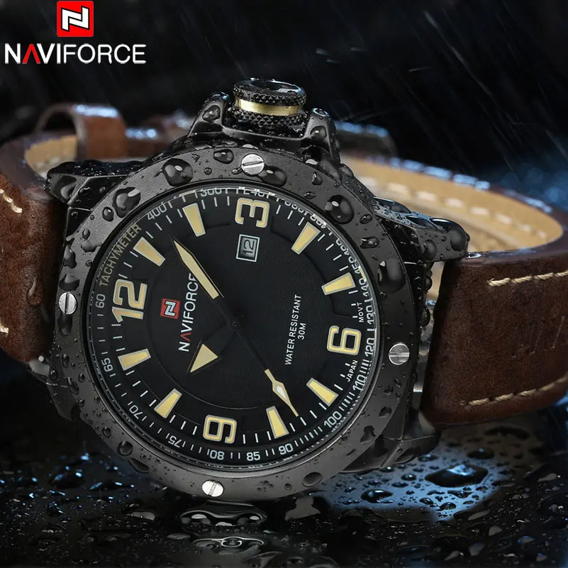 Naviforce Китай топ бренда спортивные часы Для мужчин 30 м Водонепроницаемый Пояса из