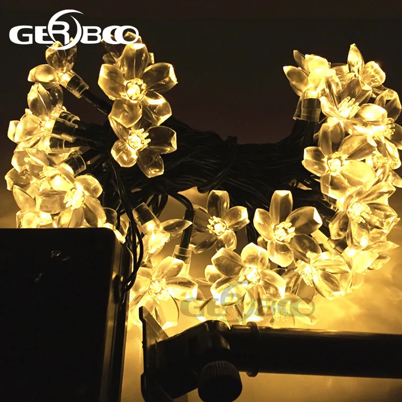 

Solar LED Holiday Garlands String Lights 100Led Cherry Pendant Wedding Bouquet Party Lights Garden Decor Lamps Luces Solare