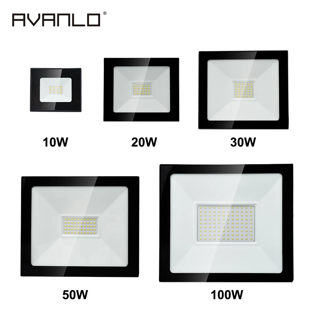 

AC190-265V LED Flood Light 10W 20W 30W 50W 100W LED Spotlight Reflector Outdoor Lighting Waterproof IP66 Ultra thin Floodlight