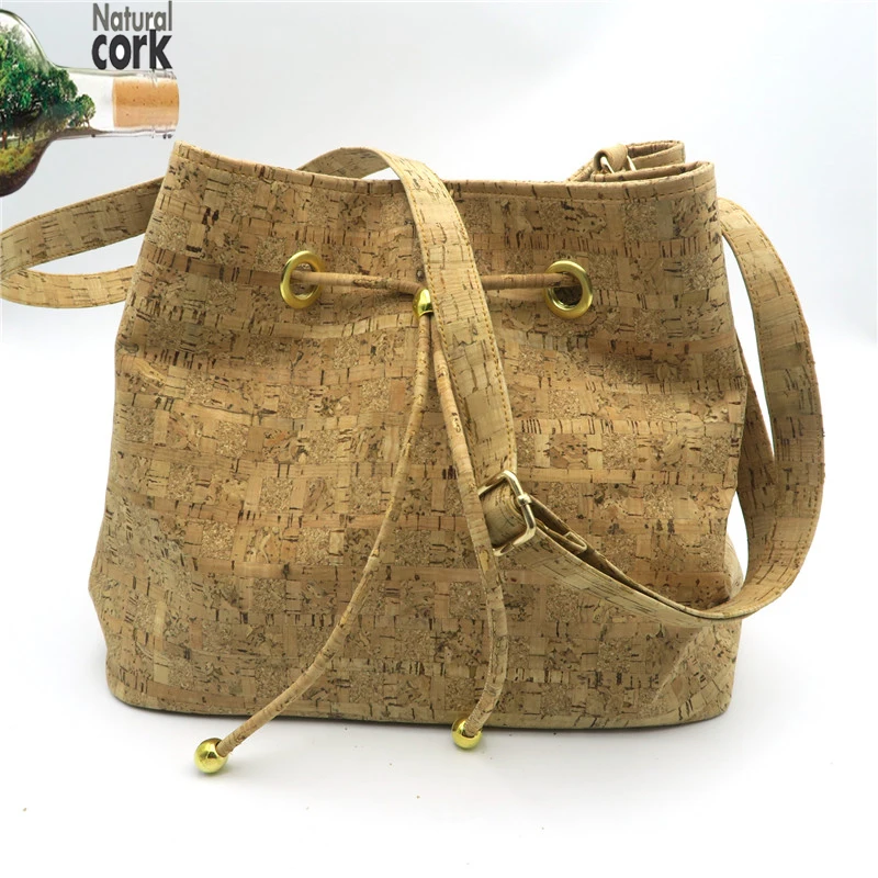 natural cork bucket bag women vegan handmade Wooden P bag high quality