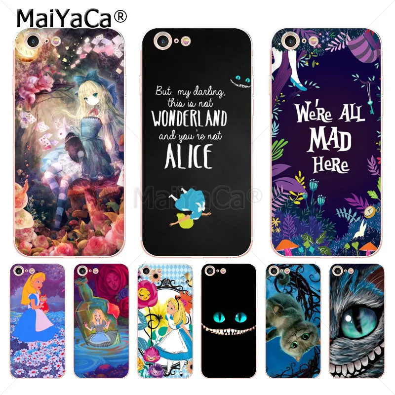 

MaiYaCa Alice in Wonderland cartoon Cheshire Cat Printing phone Cover Case for iPhone 6Splus 7plus 8Plus X 5 5S case cover