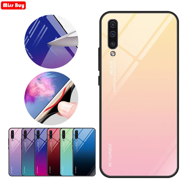 

Luxury Gradient Tempered Glass Phone Cases For Samsung galaxy Note 10 Pro A80 A90 A70 A50 A60 A40 A30 A20 A20E M40 Fundas Cover