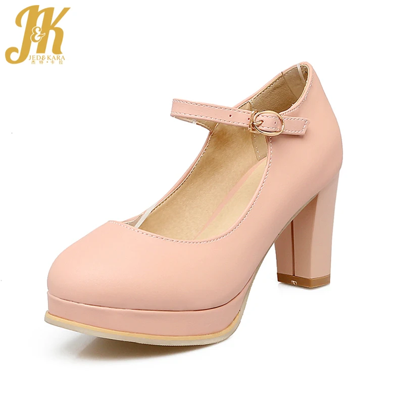 

J&K 2017 Big Size 33-43 New Arrival Women Pumps Platform Party Shoes Fashion Ankle Strap Crystal Spring High Heels Shoes Woman