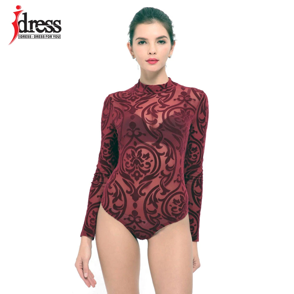 IDress 2017 New Arrival BlackBlue Red Macacao Feminino Mesh Shorts Femme Playsuit Overalls for Woman Long Sleeve Sexy Bodysuit (12)