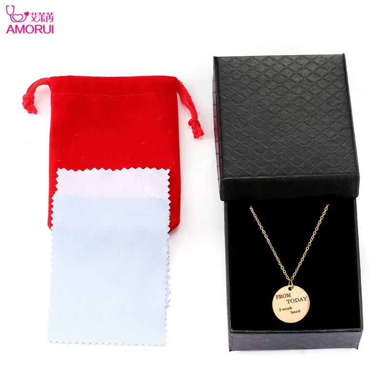 AMORUI Personality Record Life Gold Necklace Pendant For Women Round Pendant With \